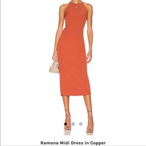 Bardot Copper Midi Dress